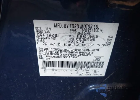 2012 Ford Edge Se z USA, uszkodzony, nr VIN 2FMDK3GC2CBA53617